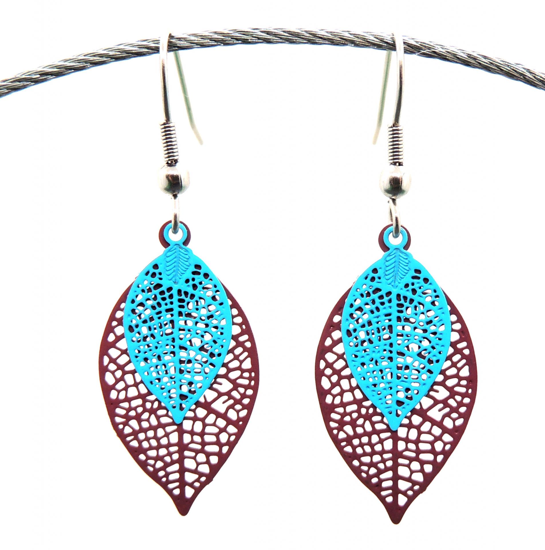 Boucles d'oreilles chat SYVESTRE BLEU TURQUOISE