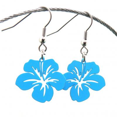 Boucles d oreilles pendantes orchidee bleu 5