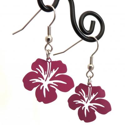 Boucles d oreilles pendantes orchidee mauve 2