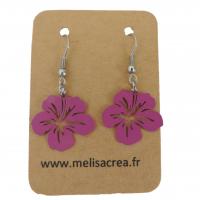 Boucles d oreilles pendantes orchidee mauve