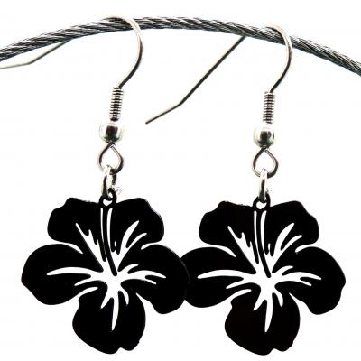 Boucles d oreilles pendantes orchidee noir 1