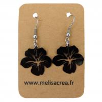 Boucles d oreilles pendantes orchidee noir 2