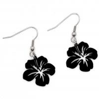 Boucles d oreilles pendantes orchidee noir 3