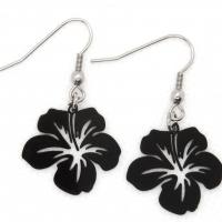 Boucles d oreilles pendantes orchidee noir 5