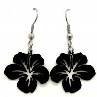 Boucles d oreilles pendantes orchidee noir 6