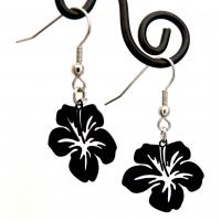Boucles d oreilles pendantes orchidee noir