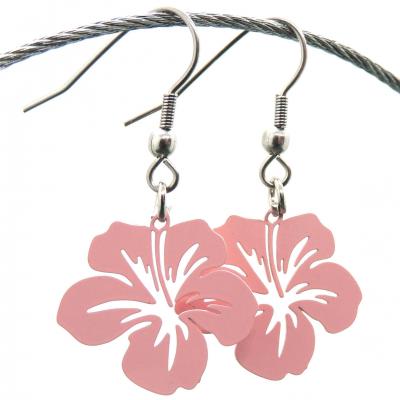 Boucles d oreilles pendantes orchidee rose 6