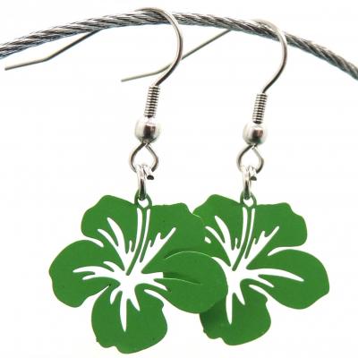 Boucles d oreilles pendantes orchidee vert 2