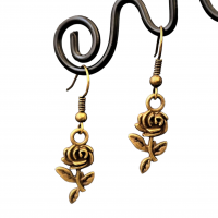 Boucles d oreilles pendantes rose conte la belle et la bete en bronze 2 