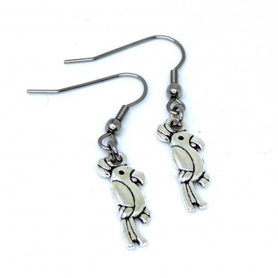 Boucles d oreilles perroquet oiseau crochet en acier inoxydable recto verso