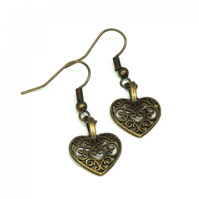 Boucles d oreilles petit coeur bronze