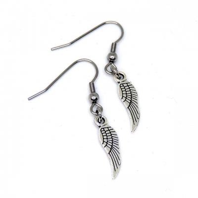 Boucles d oreilles plume aile mini argentee