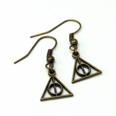 Boucles d oreilles relique de la mort mini breloque bronze pendante