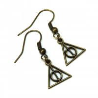 Boucles d oreilles relique de la mort mini breloque symbole harry potter bronze pendante