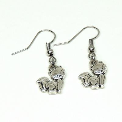 Boucles d oreilles renard recto verso pendante