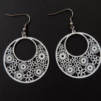 Boucles d oreilles ronde multi fleurs blanc 2