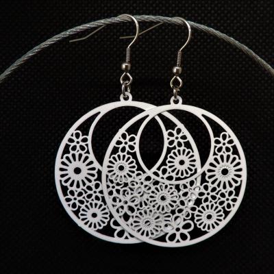 Boucles d oreilles ronde multi fleurs blanc 5