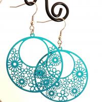 Boucles d oreilles ronde multi fleurs bleu clair 2
