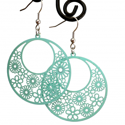 Boucles d oreilles ronde multi fleurs bleu pale photoroom