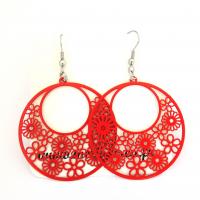Boucles d oreilles ronde multi fleurs rouge 4