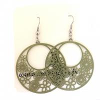 Boucles d oreilles ronde multi fleurs vert kaki 5
