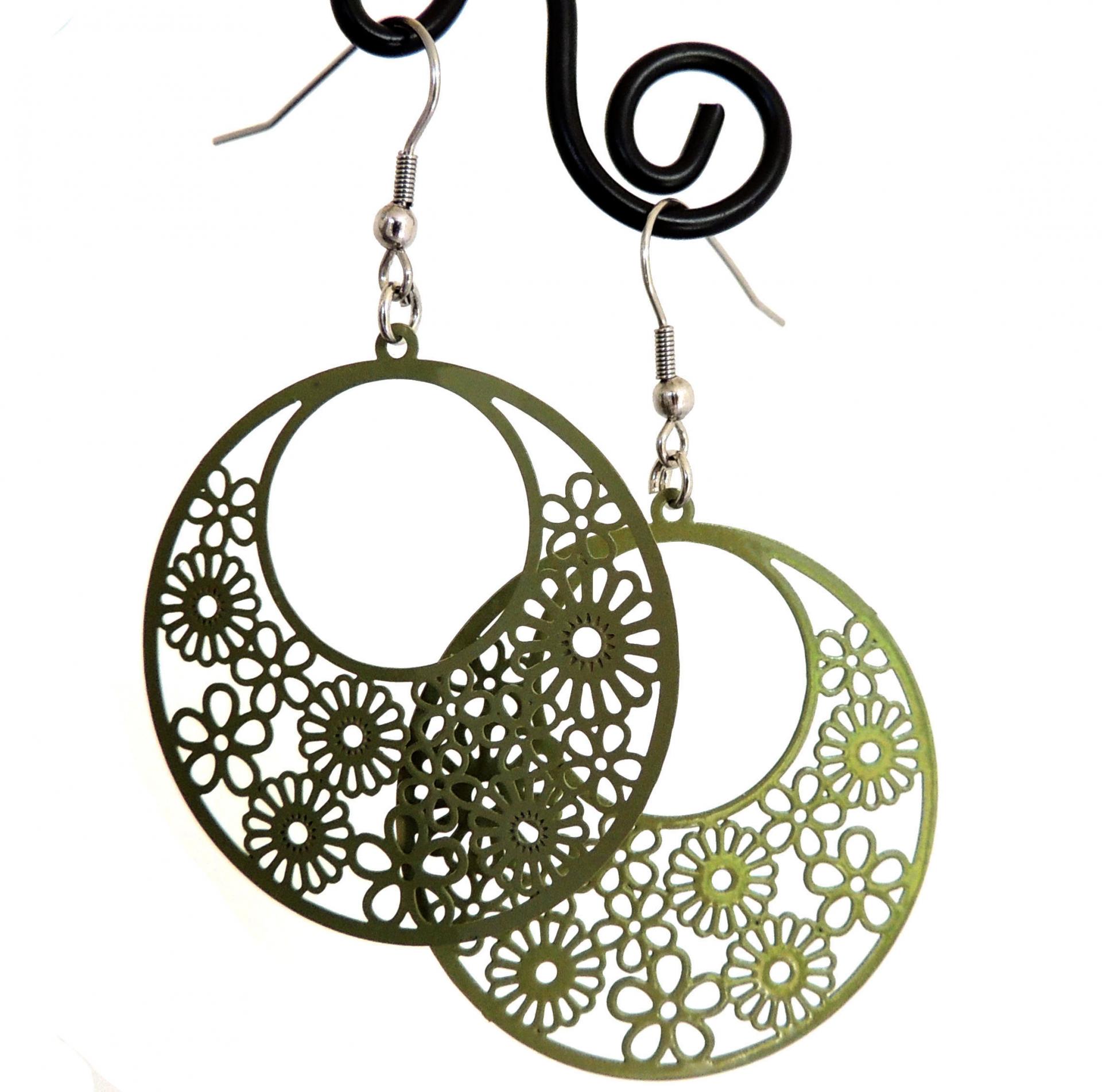 Boucles d'oreilles chat vert - Boucles d'oreilles animaux