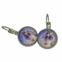 Boucles d oreilles support en laiton couleur argentee fee deesse sur fond mauve 6 