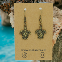 Boucles d oreilles tortue theme mer marin breloque couleur bronze 3 photoroom