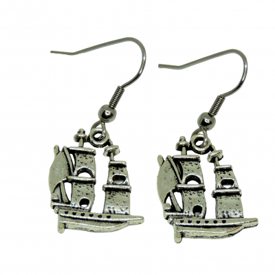 Boucles d oreillesbateau de pirate couleur argentee 5 