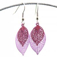 Bouclesd oreilles pendantes feuille estampe lilas et mauve 7