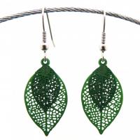 Bouclesd oreilles pendantes feuille estampe vert menthe 3