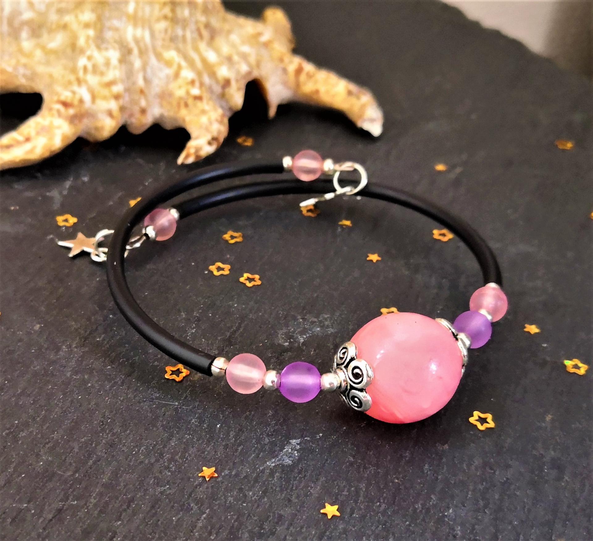 Bracelet en perles rose/ enfant/Atelier de Sylvie/Esprit Celtique/