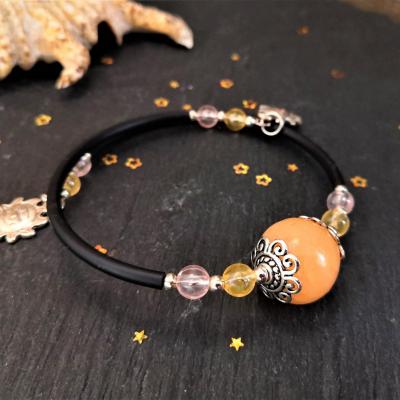 Bracelet perle encre orange breloque soleil filmemoire 3 