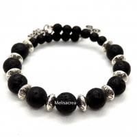 Bracelet perle lave perle metal separatrice modele 5 