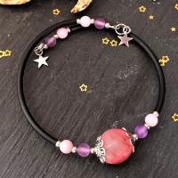 Bracelet perle pate polymere encre rsoe breloque etoile 1 