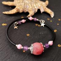 Bracelet perle pate polymere encre rsoe breloque etoile 4 