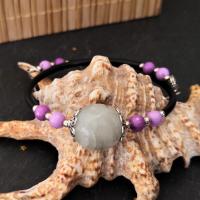 Bracelet perle transparente feuille argent perle acrylique mauve breloque etoile 5 