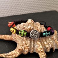 Bracelet tete de mort celtique marron 2 