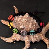 Bracelet tete de mort celtique marron 3 