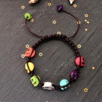 Bracelet tete de mort fil nylon marron 1 