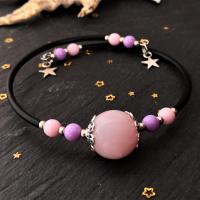 Bracelets en pate polymere fil memoire encre rose 1 