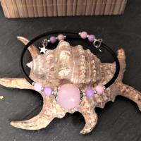 Bracelets en pate polymere fil memoire encre rose 3 