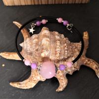Bracelets en pate polymere fil memoire encre rose 4 