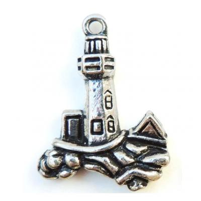 Breloque argente pendentif phare 30x23mm 2 