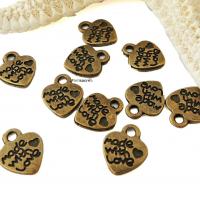 Breloque en bronze coeur made with love 2 