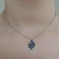 Collier chaine acier inoxydable estampe double argentee et anthracite 7 1
