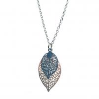Collier chaine acier inoxydable estampe double argentee et anthracite