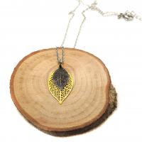 Collier chaine acier inoxydable estampe double jaune et noir 10