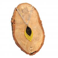 Collier chaine acier inoxydable estampe double jaune et noir 3 1
