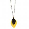 Collier chaine acier inoxydable estampe double jaune et noir 3